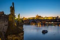 Charles Bridge with Prague city skyline at night in Prague, Czech Republic Royalty Free Stock Photo