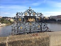 Charles Bridge, Prague, Czech Republic. Decorative lattice where St. John of Nepomuk was thrown into the river