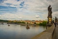 Charles bridge, Prague, Czech Republic: Lesser town bridge towers. Karluv Most. Beautiful view of Charles bridge Royalty Free Stock Photo