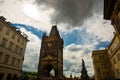 Charles bridge, Prague, Czech Republic: Lesser town bridge towers. Karluv Most. Beautiful view of Charles bridge Royalty Free Stock Photo