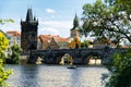 Charles bridge in Prague. Medieval bridge across Vltava in Prague.