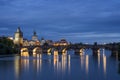 Charles Bridge in Prague at night Royalty Free Stock Photo