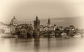 Charles bridge in Prague at sunset