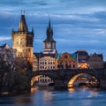 Charles Bridge in Prague at sunset