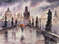 Charles Bridge, Prague watercolors painted