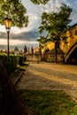 Charles Bridge sunlit in the morning Royalty Free Stock Photo