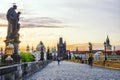 Charles Bridge at sunrise, Prague Czech Republic Royalty Free Stock Photo