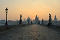 Charles Bridge sunrise view, Prague Royalty Free Stock Photo