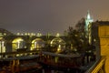 Charles Bridge and Tower Bridge at night in Prague Royalty Free Stock Photo