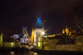 Charles bridge and Tower at night, Prague Royalty Free Stock Photo