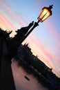 Charles bridge at the vivid sunset Royalty Free Stock Photo