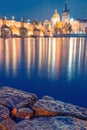 Charles bridge water reflection, Prague, Czech republic