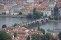 Charles Bridge aerial view, Prague, Czehia Royalty Free Stock Photo