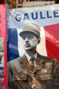 Charles de Gaulle portrait on an Old book Cover Paris, France.