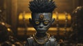 Afrofuturism-inspired Cartoon Character With Mask And Chains Royalty Free Stock Photo