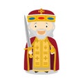 Charles I the Great Charlemagne cartoon character. Vector Illustration