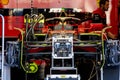 Charles Leclerc car being prepared by Ferrari Racing mechanics in preparation for the FIA Formula 1 Dutch Grand Prix Royalty Free Stock Photo