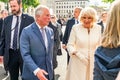BERLIN, GERMANY - MAY 7, 2019: Charles, Prince of Wales and Camilla, Duchess of Cornwall, in front of Brandenburg Gate