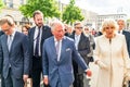 BERLIN, GERMANY - MAY 7, 2019: Charles, Prince of Wales and Camilla, Duchess of Cornwall, in front of Brandenburg Gate