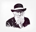 Charles Robert Darwin vector sketch illustration portrait face