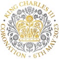 Charles Third Coronation gold and silver metallic symbol, UK