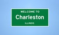 Charleston, Illinois city limit sign. Town sign from the USA.