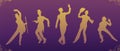 Charleston Party.Gold silhouette dancer.Gatsby style set. Group of retro man dancing charleston.Vintage style. retro silhouette Royalty Free Stock Photo