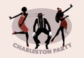 Charleston Party silhouettes Royalty Free Stock Photo