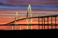 Charleston SC Cooper River Ravenel Bridge Sunset Royalty Free Stock Photo