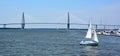 Arthur Ravenel Jr. Bridge is a cable-stayed bridge over the Cooper River Royalty Free Stock Photo