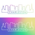 Charleston skyline. Colorful linear style.