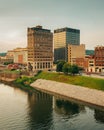 The Charleston skyline and Kanawha River, in Charleston, West Virginia