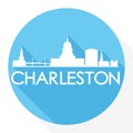 Charleston South Carolina Round Icon Vector Art Flat Shadow Design Skyline City Silhouette Template Logo