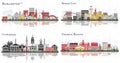 Charleston South Carolina, Sioux City, Council Bluffs and Burlington Iowa Skylines Set