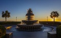 Charleston, South Carolina, United States, November 2019, the sunrise over Charleston Waterfront park and the Pineapple fountain