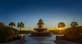 Charleston, South Carolina, United States, November 2019, the sunrise over Charleston Waterfront park and the Pineapple fountain