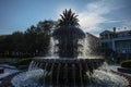 Charleston, South Carolina, United States, November 2019, the sunrise over Charleston Waterfront park and the Pineapple fountain