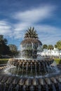 Charleston, South Carolina, United States, November 2019, the sunrise over Charleston Waterfront park and the Pineapple fountain Royalty Free Stock Photo