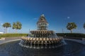 Charleston, South Carolina, United States, November 2019, the sunrise over Charleston Waterfront park and the Pineapple fountain