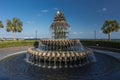 Charleston, South Carolina, United States, November 2019, the sunrise over Charleston Waterfront park and the Pineapple fountain