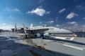 Charleston, South Carolina, United States, Novemner 2019, a F18 Hornet on the flight deck of the USS Yorktown Royalty Free Stock Photo