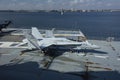 Charleston, South Carolina, United States, Novemner 2019, a F18 Hornet on the flight deck of the USS Yorktown Royalty Free Stock Photo