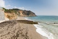 Charlestown beach Cornwall England UK with white waves near St Austell