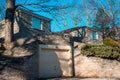 Charlevoix, MI /USA - March 3rd 2018: Driveway of an Earl Young house in Charlevoix Michigan