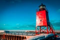 Charlevoix, MI /USA - March 3rd 2018: South Pier Lighthouse in Charlevoix Michigan during winter