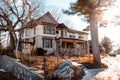 Charlevoix, MI /USA - March 3rd 2018:  The unique architecture of Earl Youngs Mushroom Houses in Charlevoix Michigan Royalty Free Stock Photo