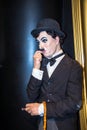 Charlie Chaplin, the actor, in Madame Tussauds wax museum in London.