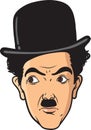 Charlie Chaplin caricature portrait, vector Royalty Free Stock Photo