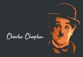 Charlie Chaplin line art portrait vector illustration template. Historical people. Eps10