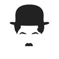 Charlie Chaplin silhouette in a hat, isolated on a white. Vector illustration